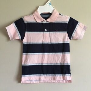 Tommy Hilfiger Boys Pink/Blue Striped T-shirt size 4.